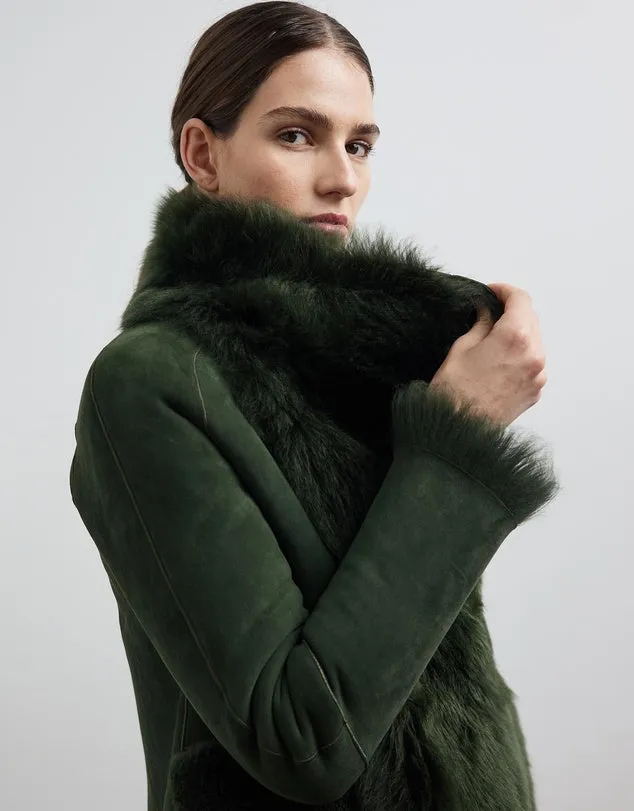 Spring Street Shearling Coat Moss Green Shearling