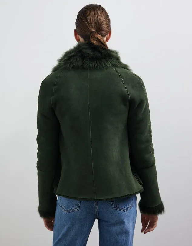 Spring Street Shearling Coat Moss Green Shearling