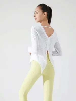 Stylish Back-Cutout See-through Top for Active Wear - SF2132