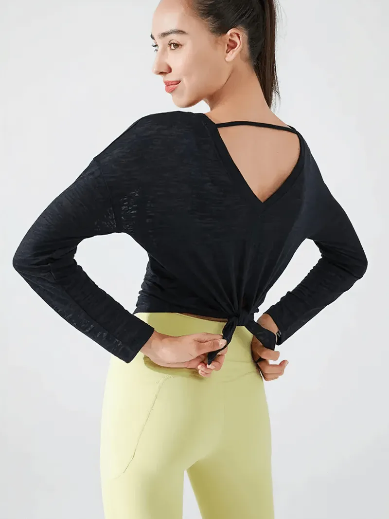 Stylish Back-Cutout See-through Top for Active Wear - SF2132