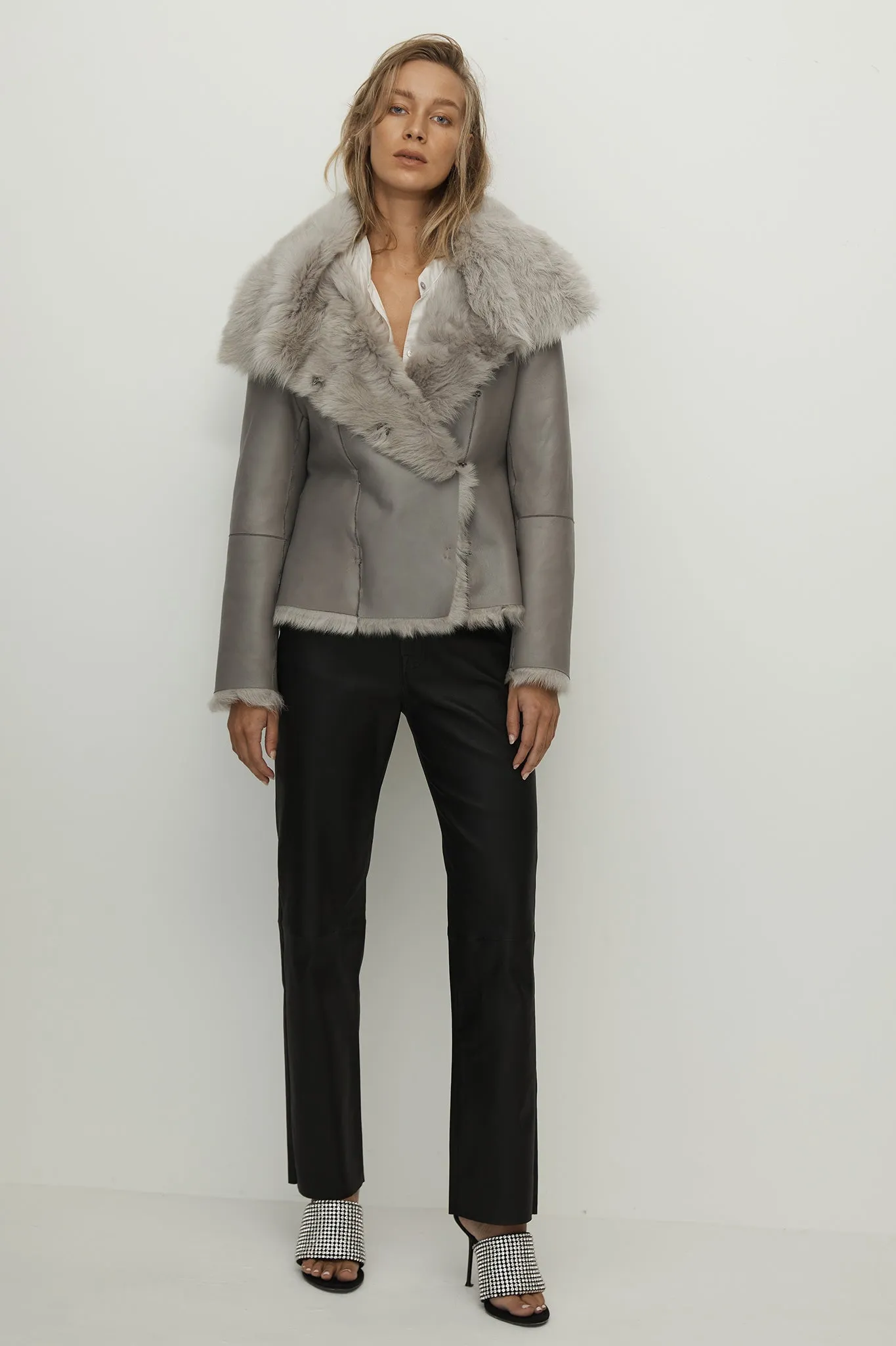 Sutton Place Shearling Coat Moonlight Grey Shearling