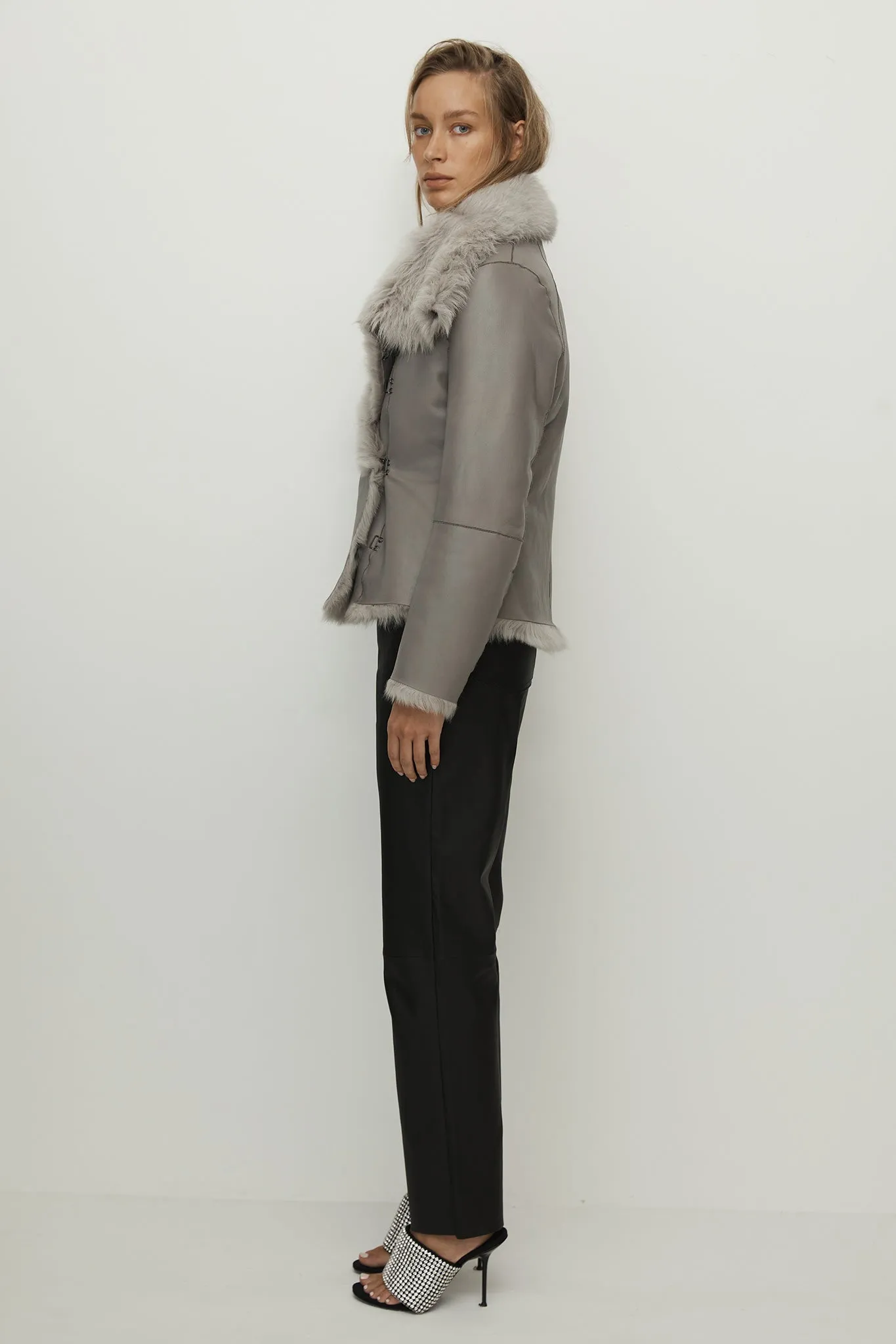 Sutton Place Shearling Coat Moonlight Grey Shearling