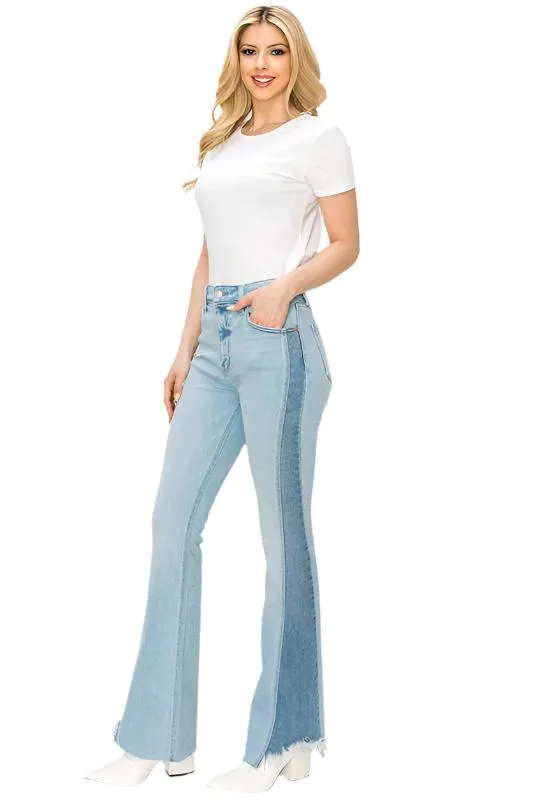 TEEK - PLUS SIZE HIGH RISE BOOT CUT SIDE PANEL JEANS