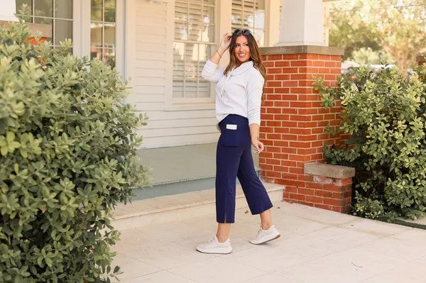 The Lydia Navy High Waisted Gaucho Pants