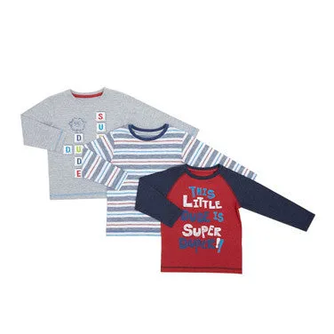 Toddler Long-Sleeved Tops - Pack Of 3 (Navy)