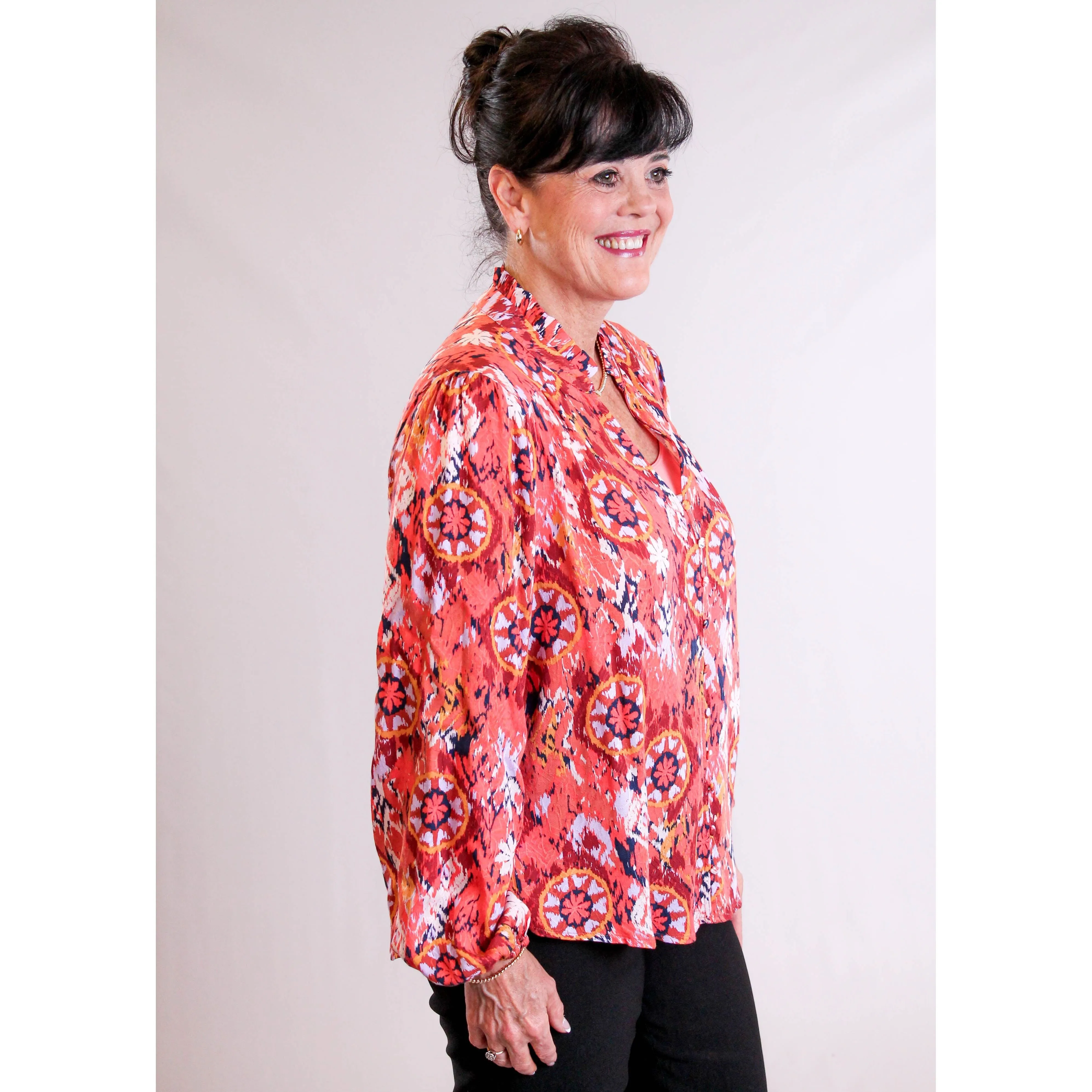 Tribal Sportswear Long Sleeve Button Front Blouse