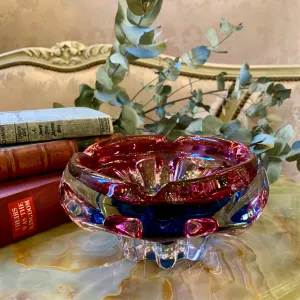 Unique Blue and Berry Murano Ashtray