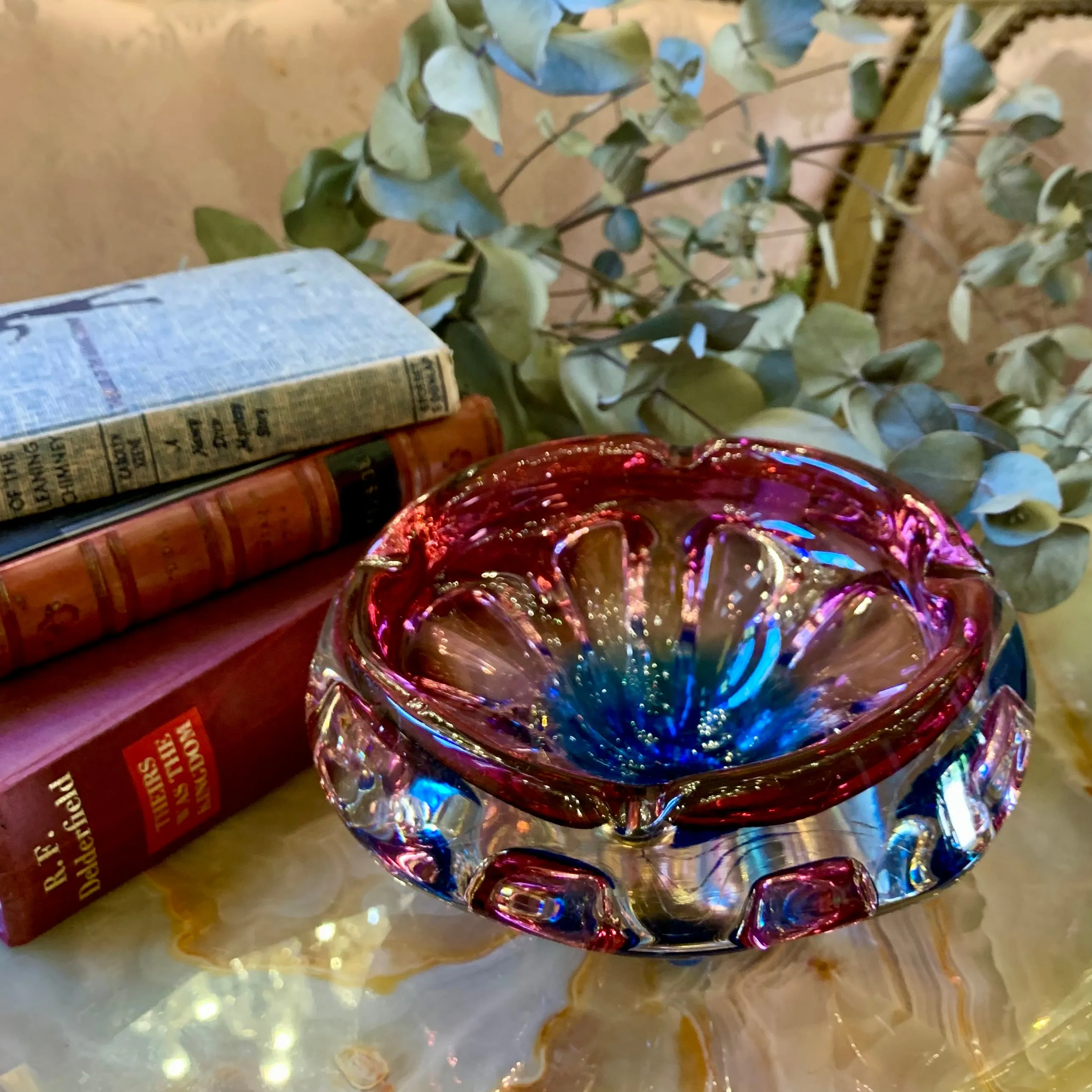 Unique Blue and Berry Murano Ashtray