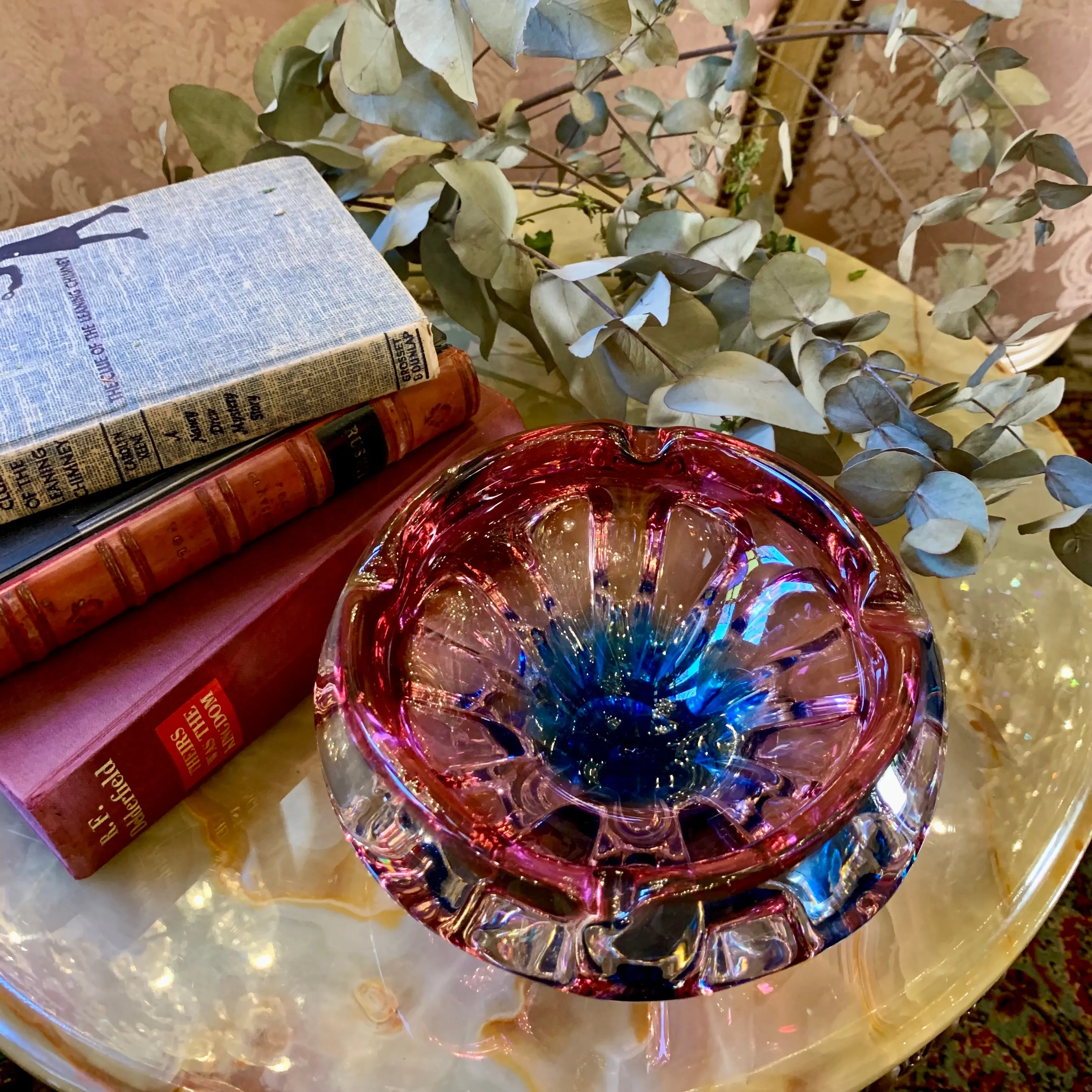 Unique Blue and Berry Murano Ashtray