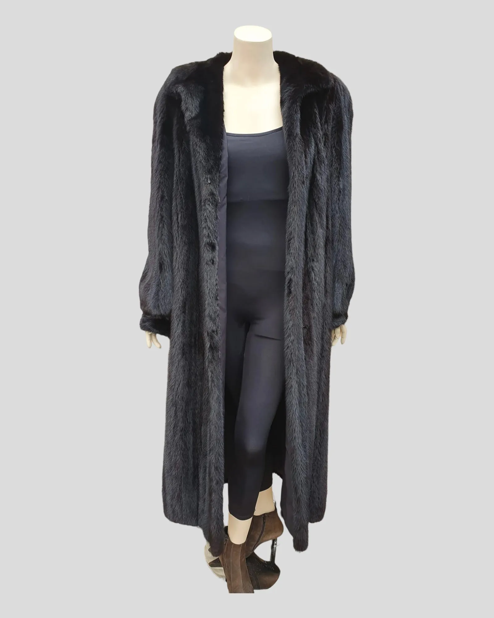 Vintage Black Dyed Mink Fur Coat -L