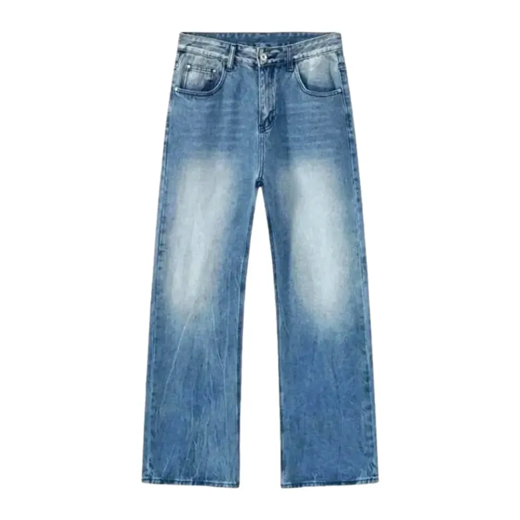 Whiskered mid rise casual jeans for men