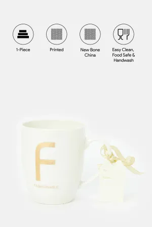 White And Gold Alphabet Mug (F)-Fashionable