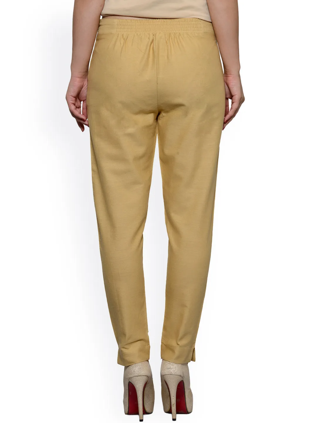 Women Pack Of Two Mid-Rise Trousers In Off-White And Beige