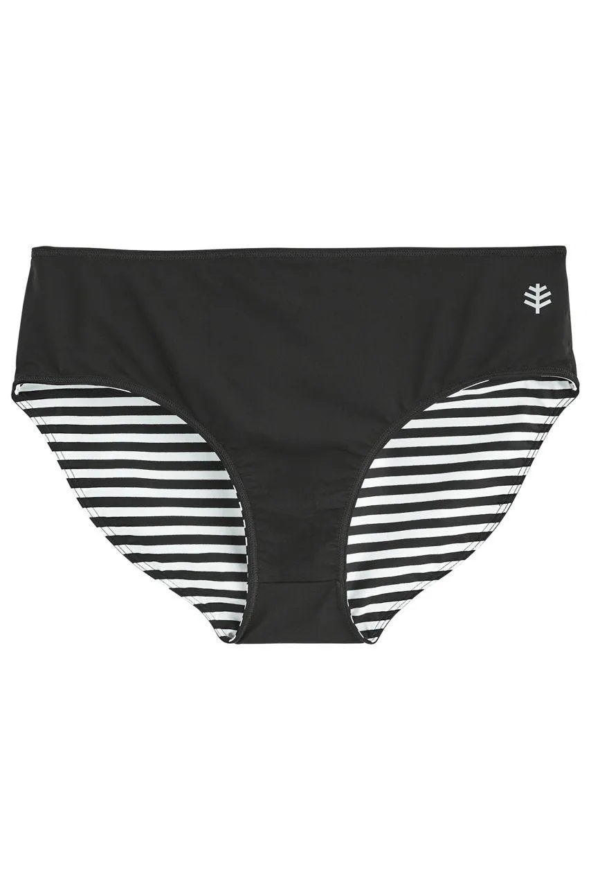 Women's Medley Reversible Swim Bottoms  |  Black/White