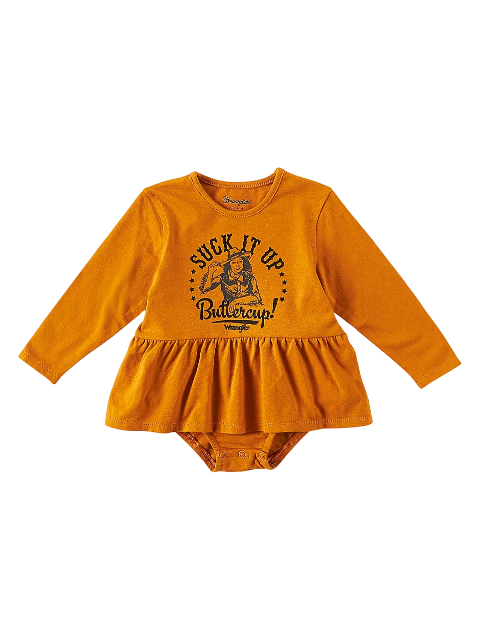 Wrangler Girl's Long Sleeve Suck It Up Buttercup Graphic Bodysuit